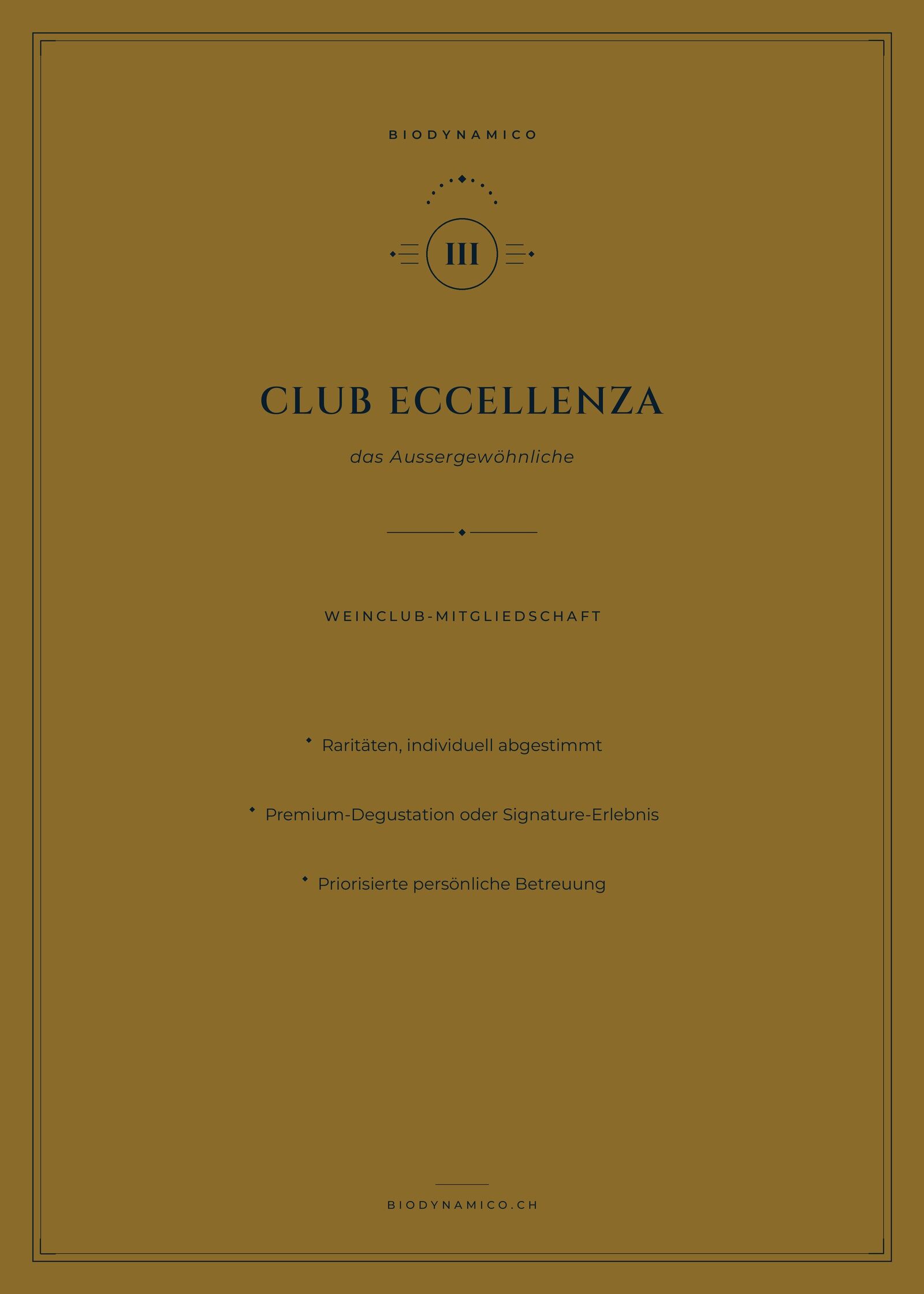 Club Eccellenza 1 - biodynamico.ch - Club Eccellenza Weinclub-Mitgliedschaft – Zertifikat