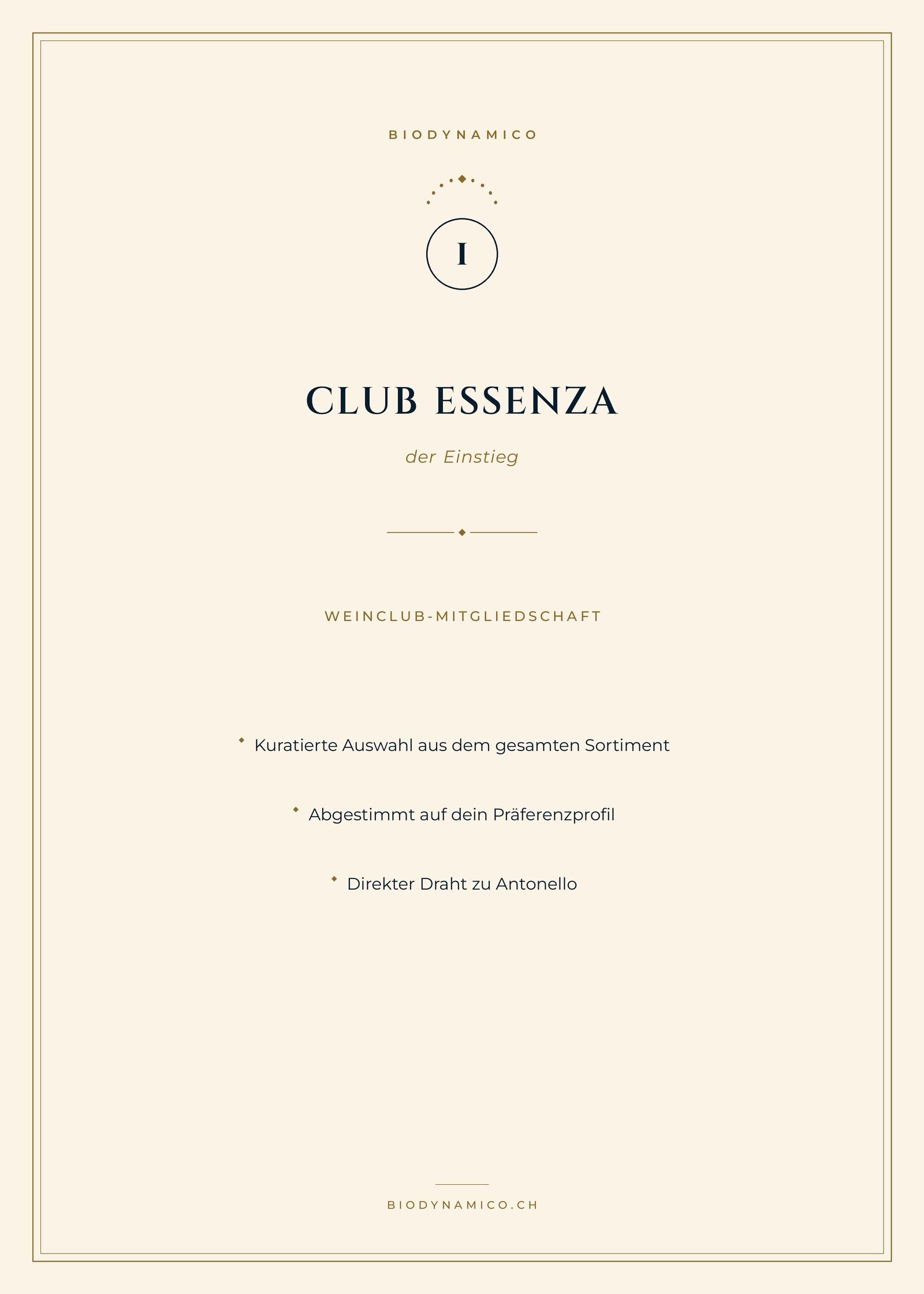 Club Essenza 1 - biodynamico.ch - Club Essenza Weinclub-Mitgliedschaft – Zertifikat